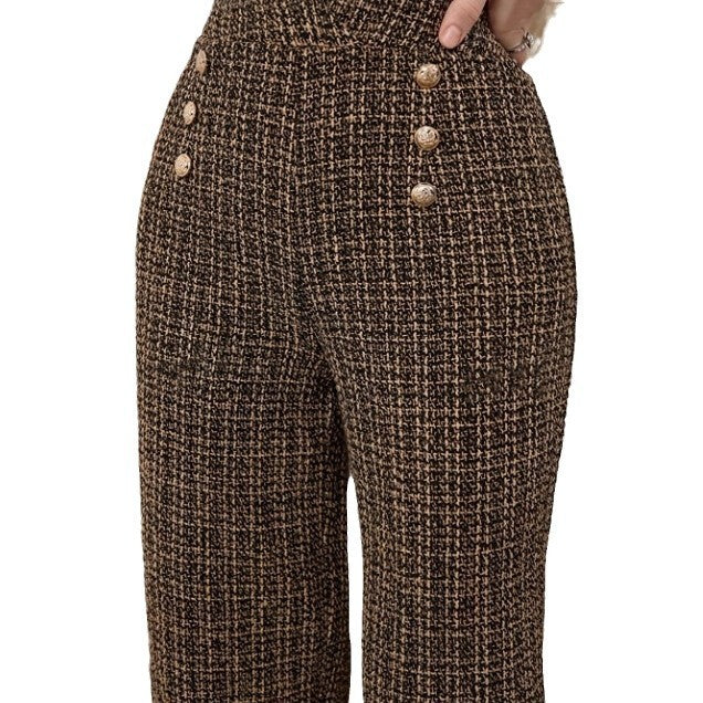 Damen Hochtaillierte Stoffhose EB