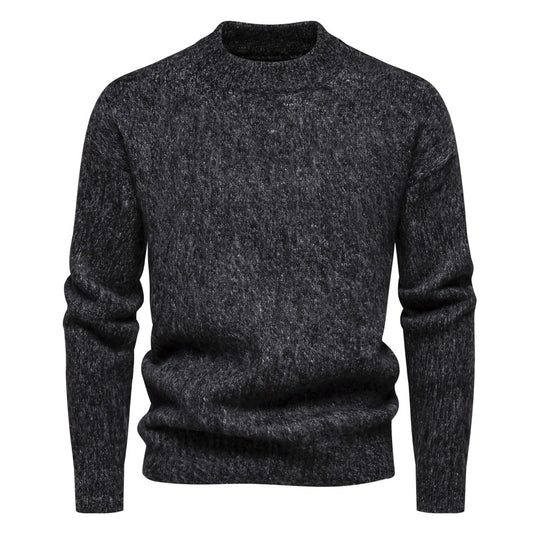 Herren Strickpullover mit hohem Kragen und strukturierter Oberfläche EB