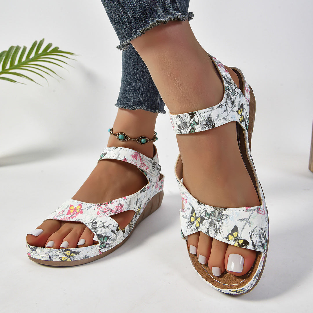 Damen bequeme Wedge-Sandalen mit verstellbaren Riemen und anatomischem Fußbett EB