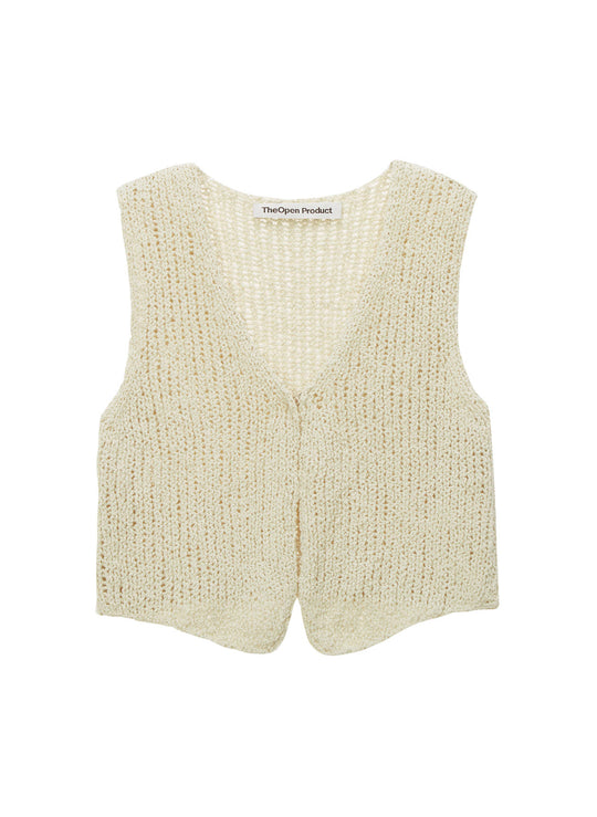 Damen luftiges Strickoberteil mit V-Ausschnitt und offener Front EB