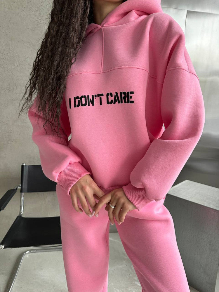 Damen Oversized Hoodie- und Jogginghose-Set aus French-Terry mit Statement-Print EB