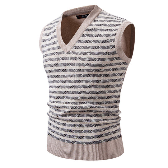Herren ärmellose Strickjacke mit modernem Zopfmuster EB