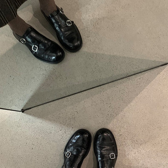 Damen elegante Schnürschuhe mit dekorativen Schnallen EB