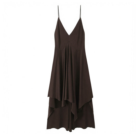Damen Maxikleid mit asymmetrischem Saum und zartem Drapé EB