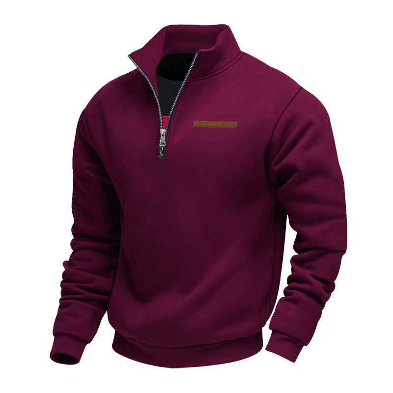 Herren nan Halbzip-Sweatshirt aus schwerem Fleece mit Stehkragen und verdeckter Brusttasche EB