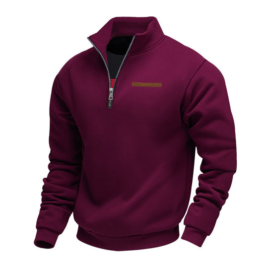Herren nan Halbzip-Sweatshirt aus schwerem Fleece mit Stehkragen und verdeckter Brusttasche EB