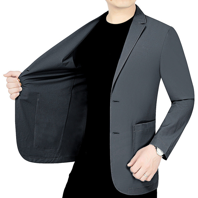 Herren legerer elastischer Sommerblazer mit dreiviertelärmeln und schlanker Passform EB