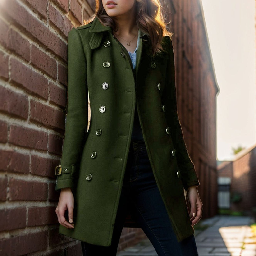 Damen stylischer Wollmantel mit doppelter Knopfleiste EB
