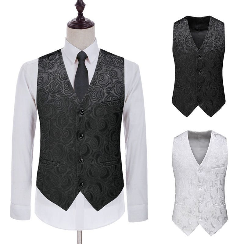 Herren nan Jacquardweste mit ornamentaler Struktur, spitz zulaufendem Saum und satinierter Rückseite EB