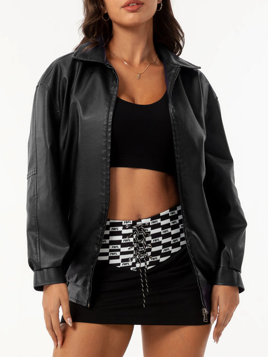 Damen lässige Satinjacke mit modernem Schnitt und praktischen Taschen EB