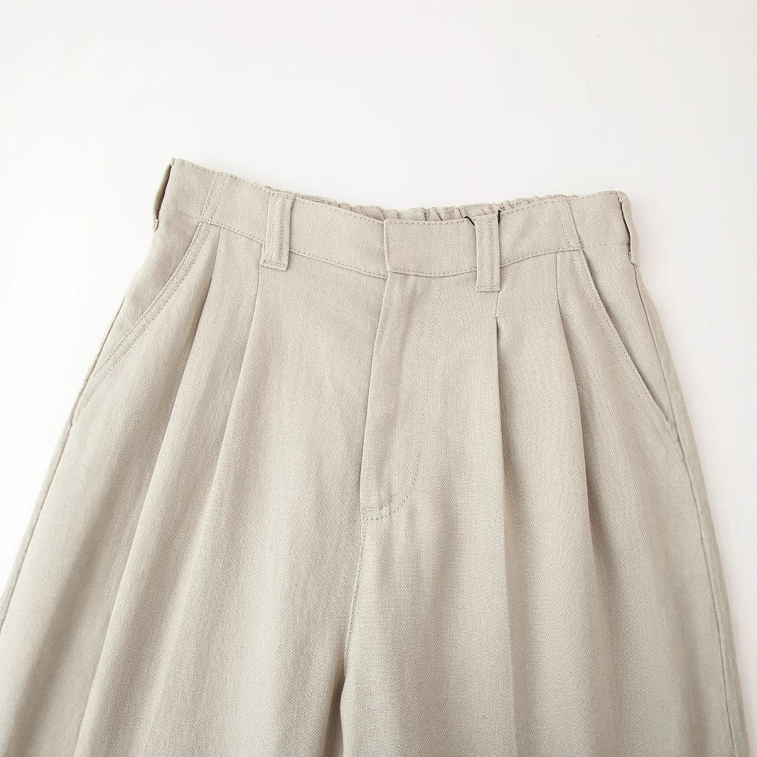 Damen elegante weite Anzughose mit Faltenwurf und hohem Bund EB