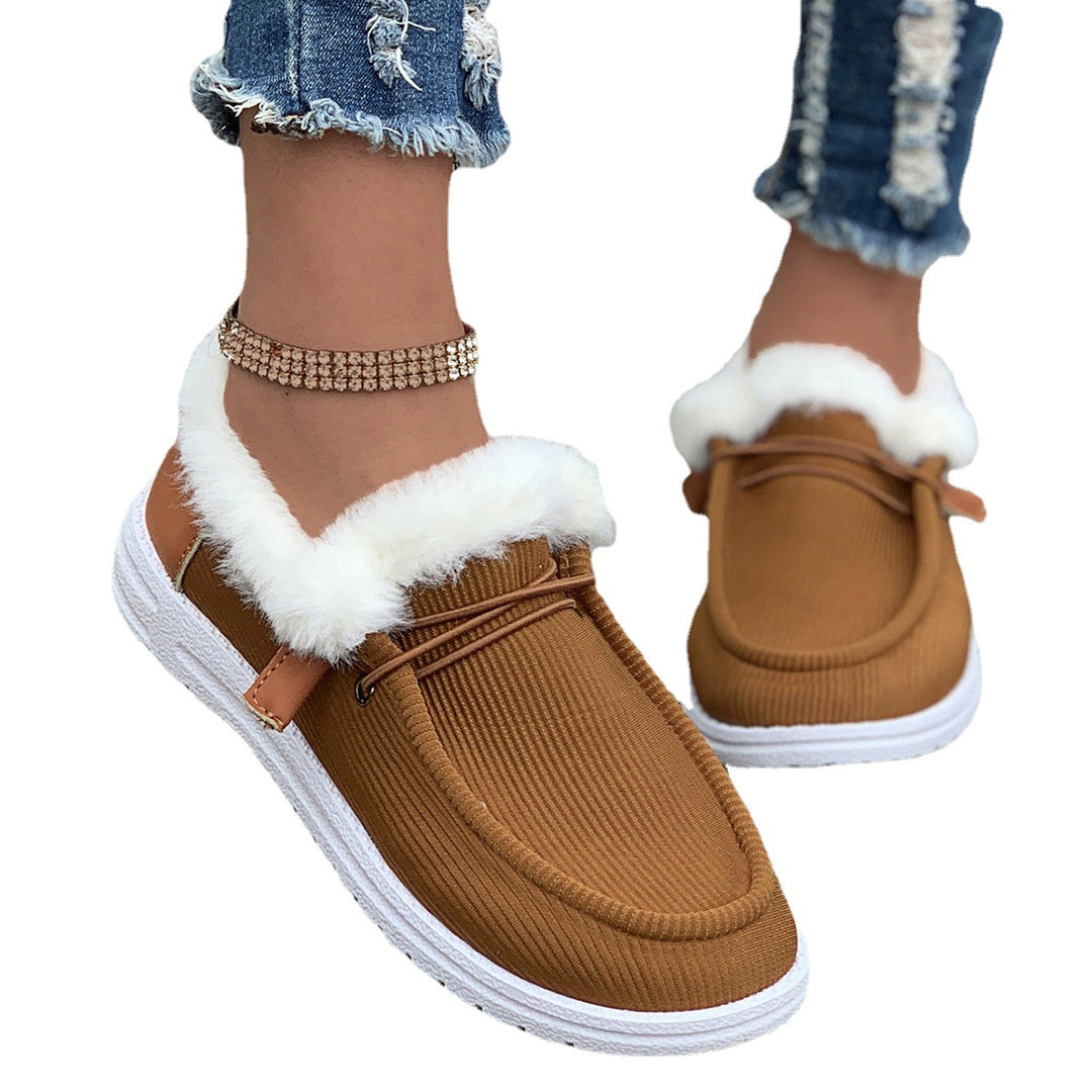 Damen Flauschige Slip-On Hausschuhe mit weichem Innenfutter EB