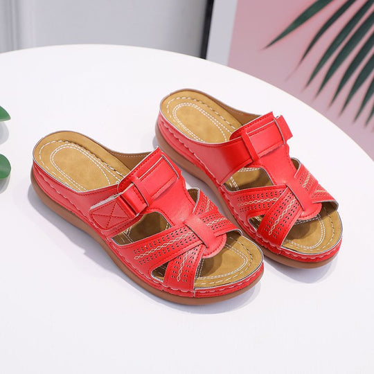 Damen bequeme Klettsandalen mit anatomischem Fußbettdesign EB