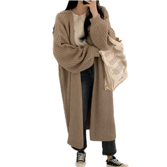 Damen Oversized Strickcardigan mit tiefen Raglanärmeln EB
