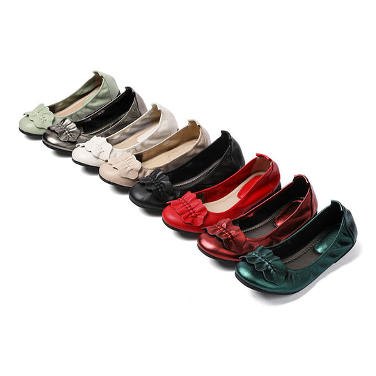 Damen Ballerinas mit dekorativem Schleifenakzent und rutschfester Sohle EB