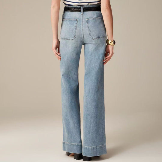 Damen Weite Jeans mit modischem Saum EB