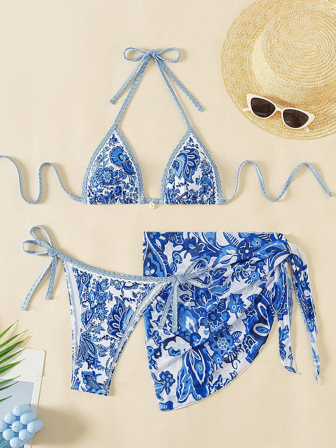 Damen Triangel-Bikini-Set mit elegantem Wickelrock EB