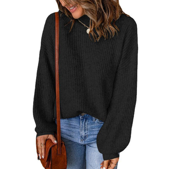 Damen modischer Grobstrickpullover mit weitem Schnitt EB