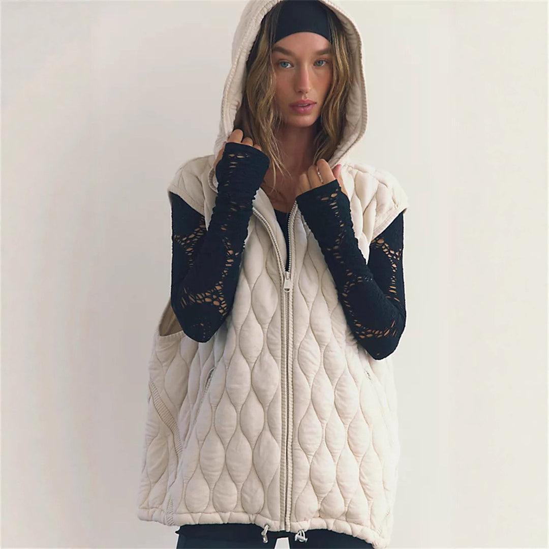 Damen Weste mit Kapuze und leicht gepolstertem Design EB