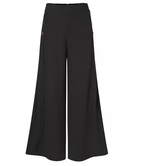 Damen weite Culotte-Hose mit stilvollen Knöpfen EB