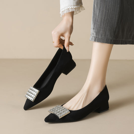 Damen Elegante Ballerinas mit funkelndem Steinbesatz EB