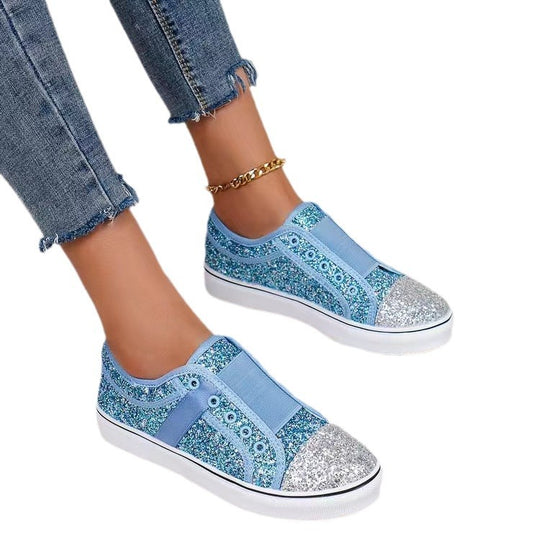 Damen Glitzernde Sneaker mit elastischem Fersenriemen und modischem Design EB