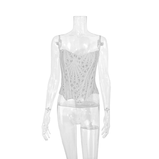 Damen Korsettoberteil mit floralen Spitzenmustern und figurformendem Schnitt EB