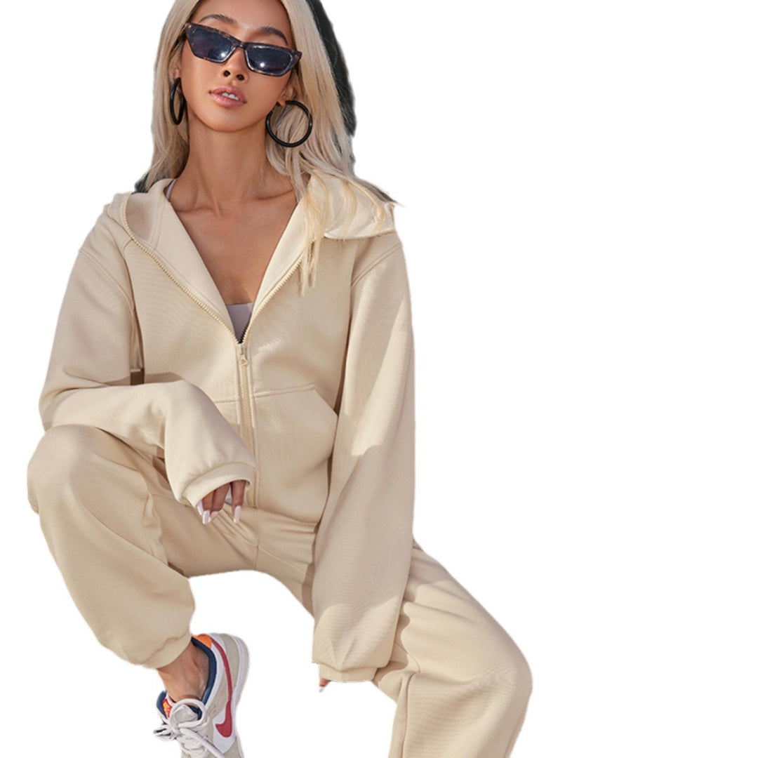 Damen Kapuzenjacke aus weichem Baumwollfleece im Oversize-Schnitt mit Kängurutaschen EB