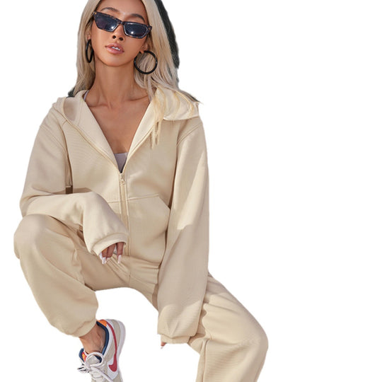 Damen Kapuzenjacke aus weichem Baumwollfleece im Oversize-Schnitt mit Kängurutaschen EB