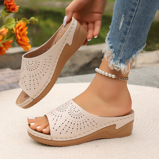 Damen Wedge-Pantoletten mit Atmungsaktivem Perforationsdesign EB