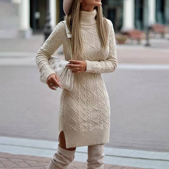 Damen Strickkleid mit Rollkragen EB