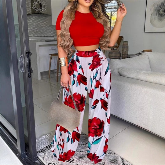 Damen elegantes und luftiges Set mit Palmenmuster EB