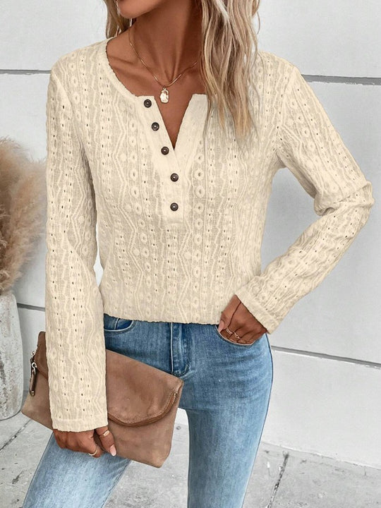 Damen Strukturierter Pullover mit Knopfdetails EB
