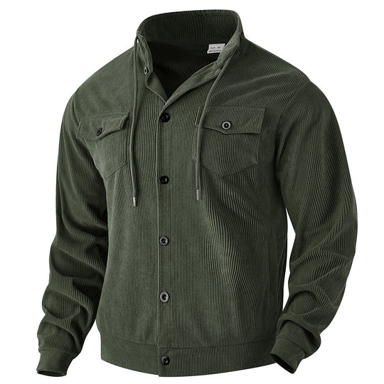 Herren nan strukturierte Cord-Workerjacke mit verdeckter Kapuze, Druckknopfverschluss und aufgesetzten Brusttaschen EB