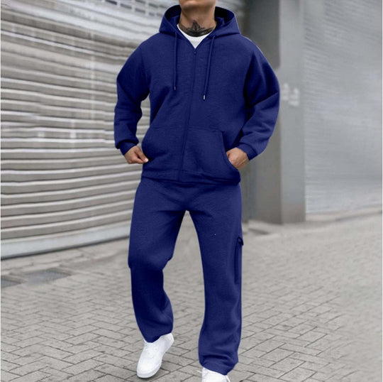 Herren nan athletischer Zip-Sweatset mit Cargo-Jogginghose, ergonomischen Nähten und gerippten Bündchen EB