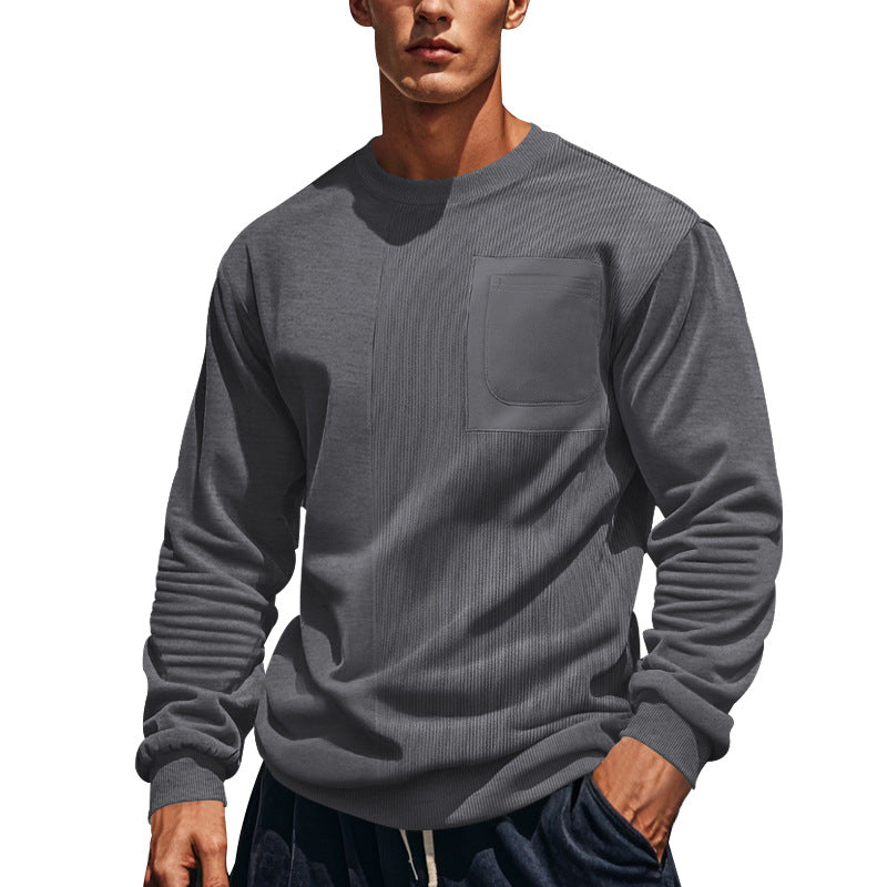 Herren modischer Sweatshirt mit strukturiertem Stoff und praktischer Tasche EB