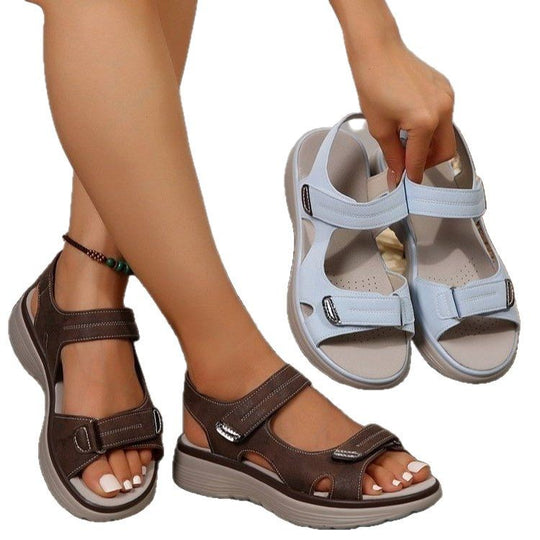 Damen bequeme Riemchen-Sandalen mit verstellbarem Klettverschluss EB