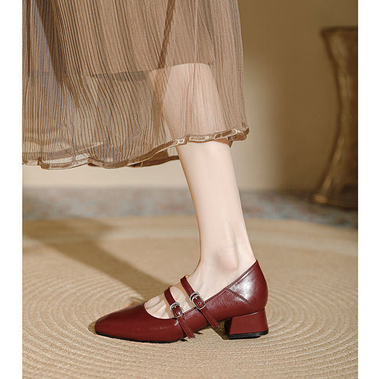 Damen elegante Mary Jane Schuhe mit modischem Absatz EB