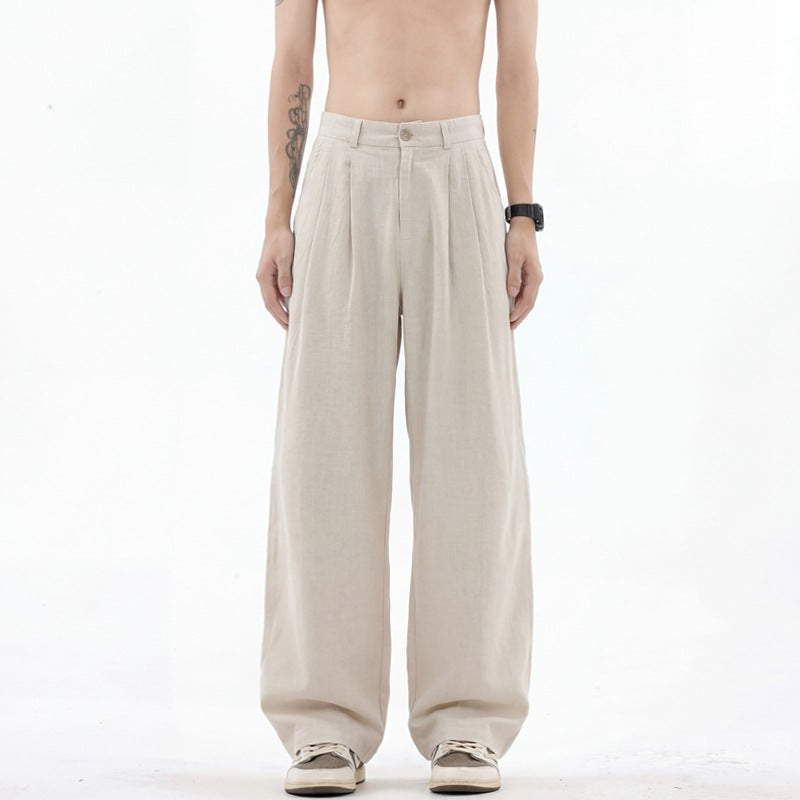Herren nan weite Leinenhose mit hoher Bundfalte und lässigem Schnitt EB