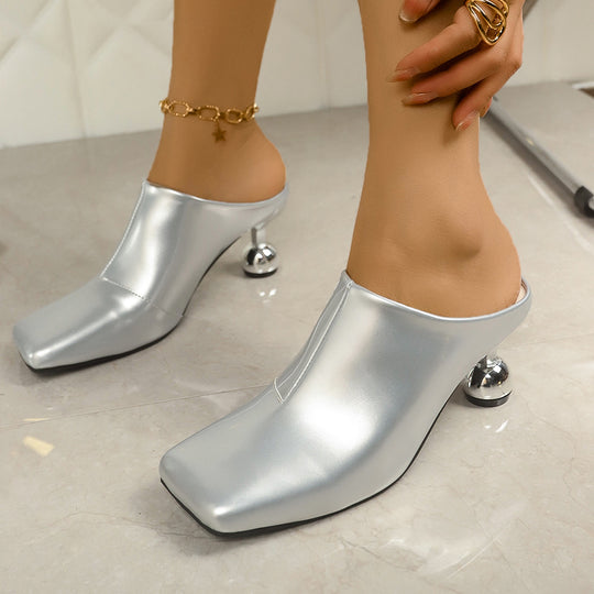 Damen Modische Mules mit schimmernden Absatz EB
