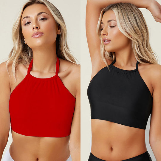 Damen sportliches Crop-Top mit hochgeschlossenem Design EB