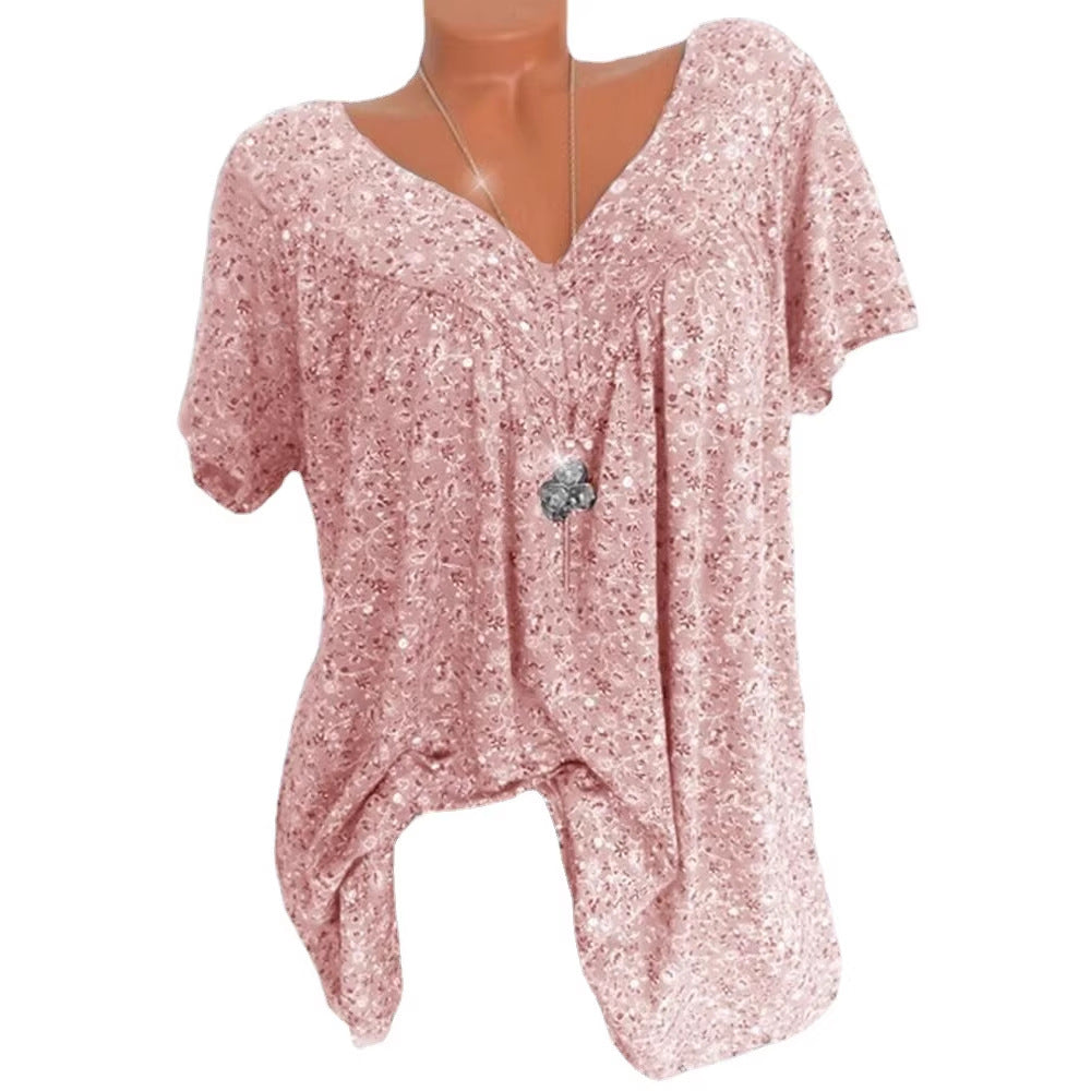 Damen lässige Bluse mit floralen Motiven und luftigen Ärmeln EB