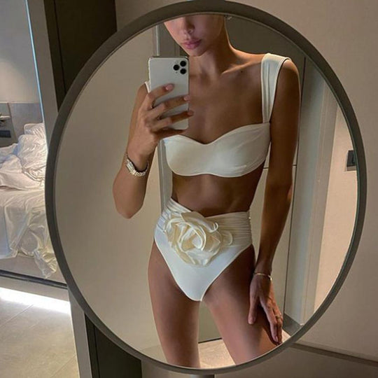 Damen Hochgeschnittener Bikini mit raffiniertem Rüschendetail R&B