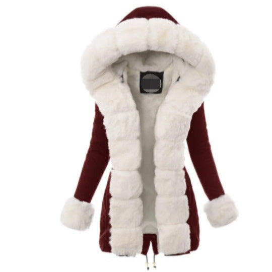 Damen Fleecejacke mit luxuriösem Kunstpelzkragen EB