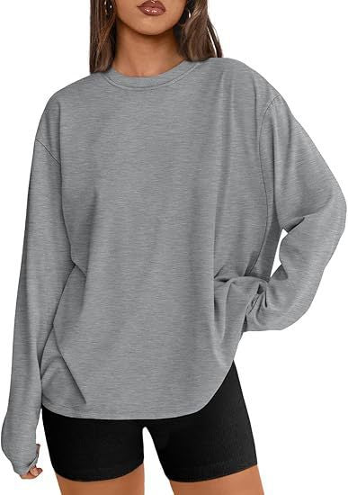 Damen Oversize-Sweatshirt mit Rundhalsausschnitt und verlängertem Saum EB