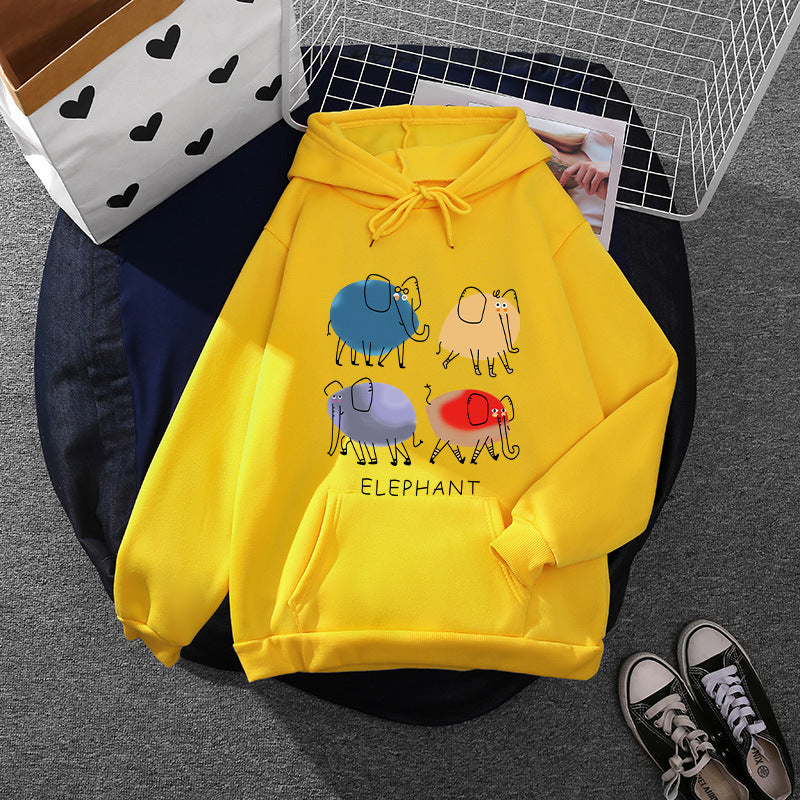 Damen nan Kapuzenpullover mit minimalistischer Grafik, lockerer Oversize-Passform und Kängurutasche EB