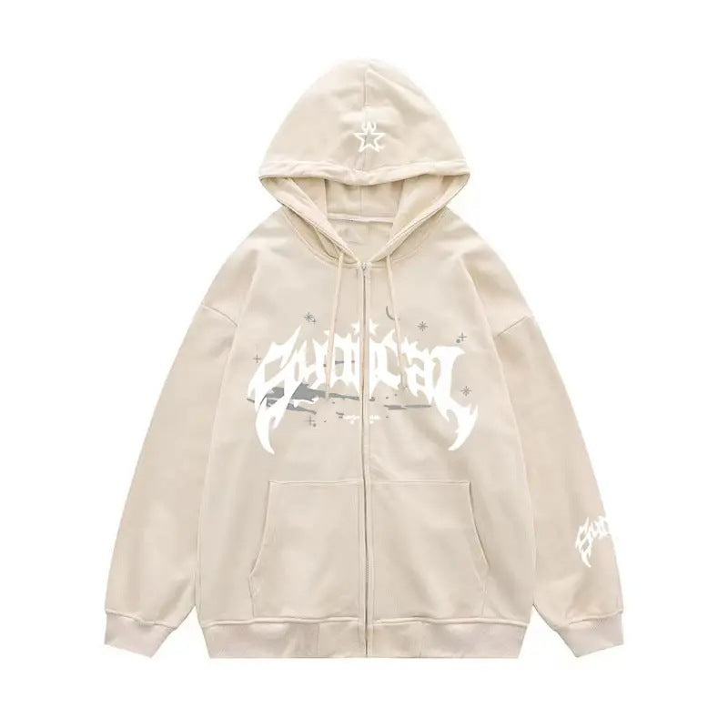 Damen Kapuzensweater mit urbanem Grafikelement und praktischen Taschen EB