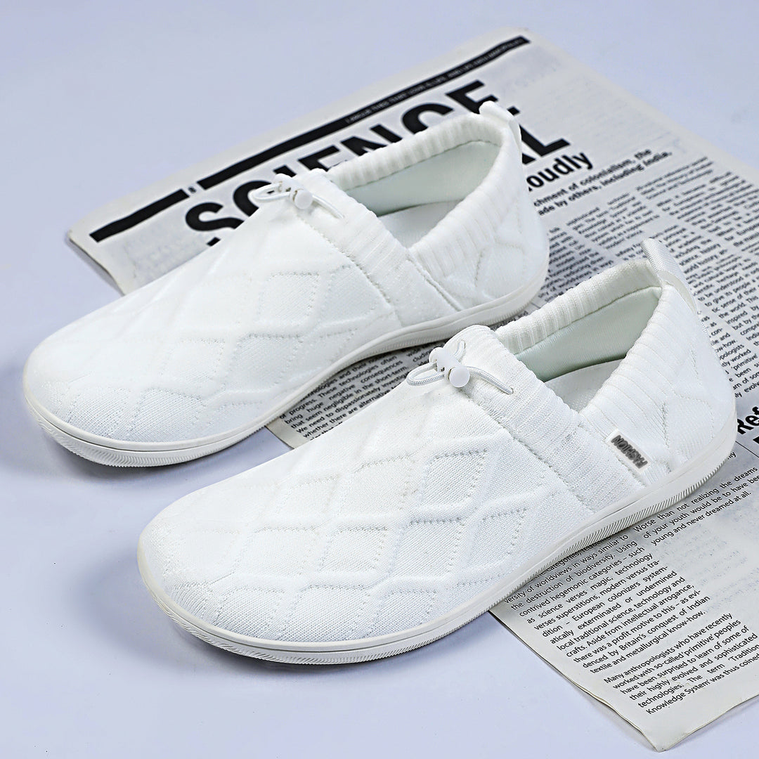 Damen Bequeme Slip-On Sneakers mit elastischem Strickdesign EB