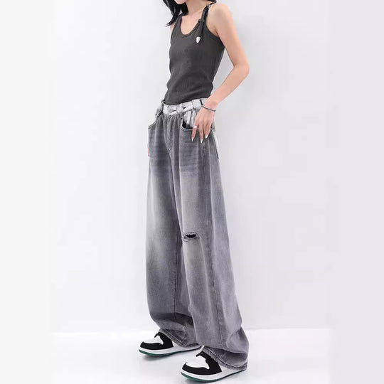 Damen Weite Jeans im modernen Oversized-Schnitt mit einzigartigen Waschungen EB