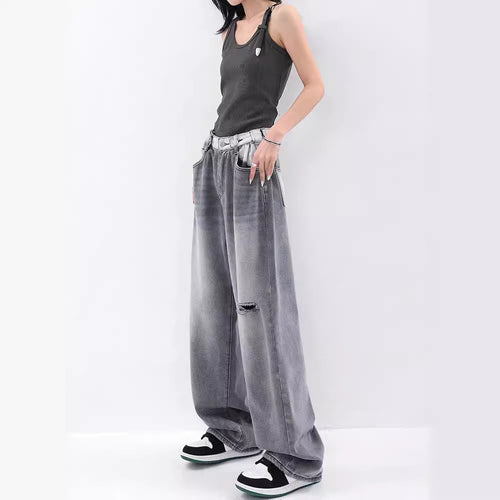 Damen Weite Jeans im modernen Oversized-Schnitt mit einzigartigen Waschungen EB